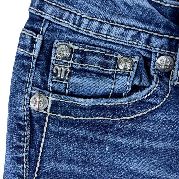 Vintage Y2K Miss Me Skinny Jeans 27 | Embroidered Angel Wing Rhinestone Denim - Picture 10 of 16